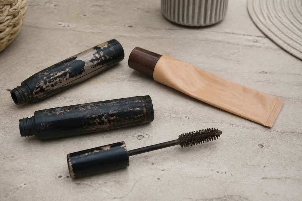 Tubes mascara creme solaire endommages par chaleur